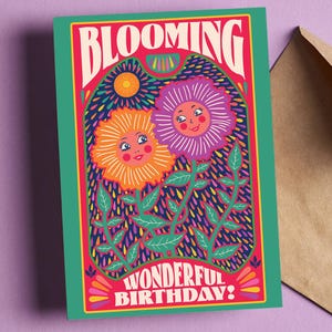 Magnifique carte d'anniversaire fleurie - anniversaire fleur - plantes - carte d'anniversaire amitié