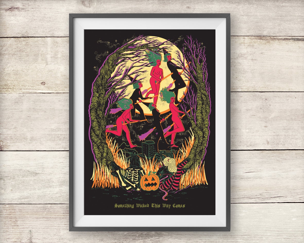 Something Wicked This Way Comes Poster - Flying Witches Print ...