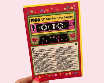 40th Birthday Greeting Card - Number One Chart Singles 1986 Card