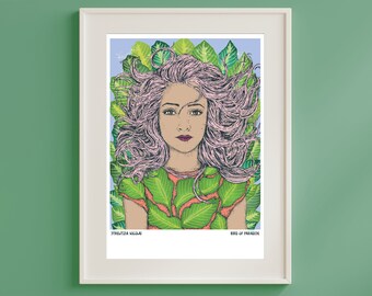 Póster de planta: impresión de planta de interior de ave del paraíso: ilustración botánica de la naturaleza