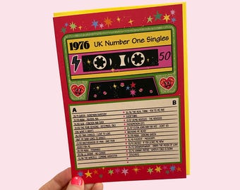 50th Birthday Greeting Card - UK Number One Chart Singles 1976 Card