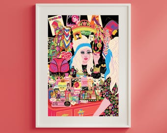 Vintage Beauty products Dressing Table Poster - Retro Make-Up Cosmetics Print - Birthday - Christmas - New Home