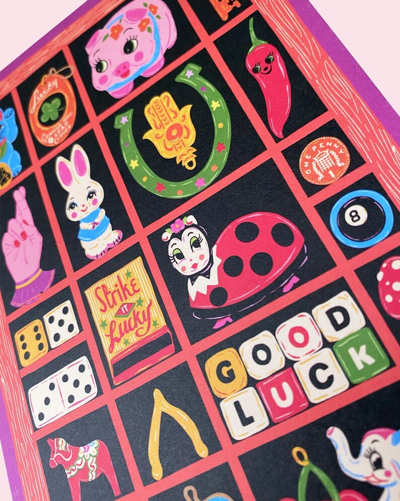 Good Luck Card- Trinkets Letter Press Print Tray Greeting Card ...