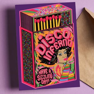 Carte d'anniversaire Disco Inferno - carte d'anniversaire disco diva - anniversaire grésillant