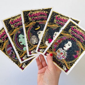 Circus Girls Postcards - Pack Of Five - Magician - Mermaid - Clown - Living Painting - Fortune Teller