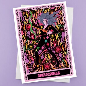 Carte de voeux tarot Sagittaire - astrologie - horoscope - carte du zodiaque - cadeau d'anniversaire Sagittaire
