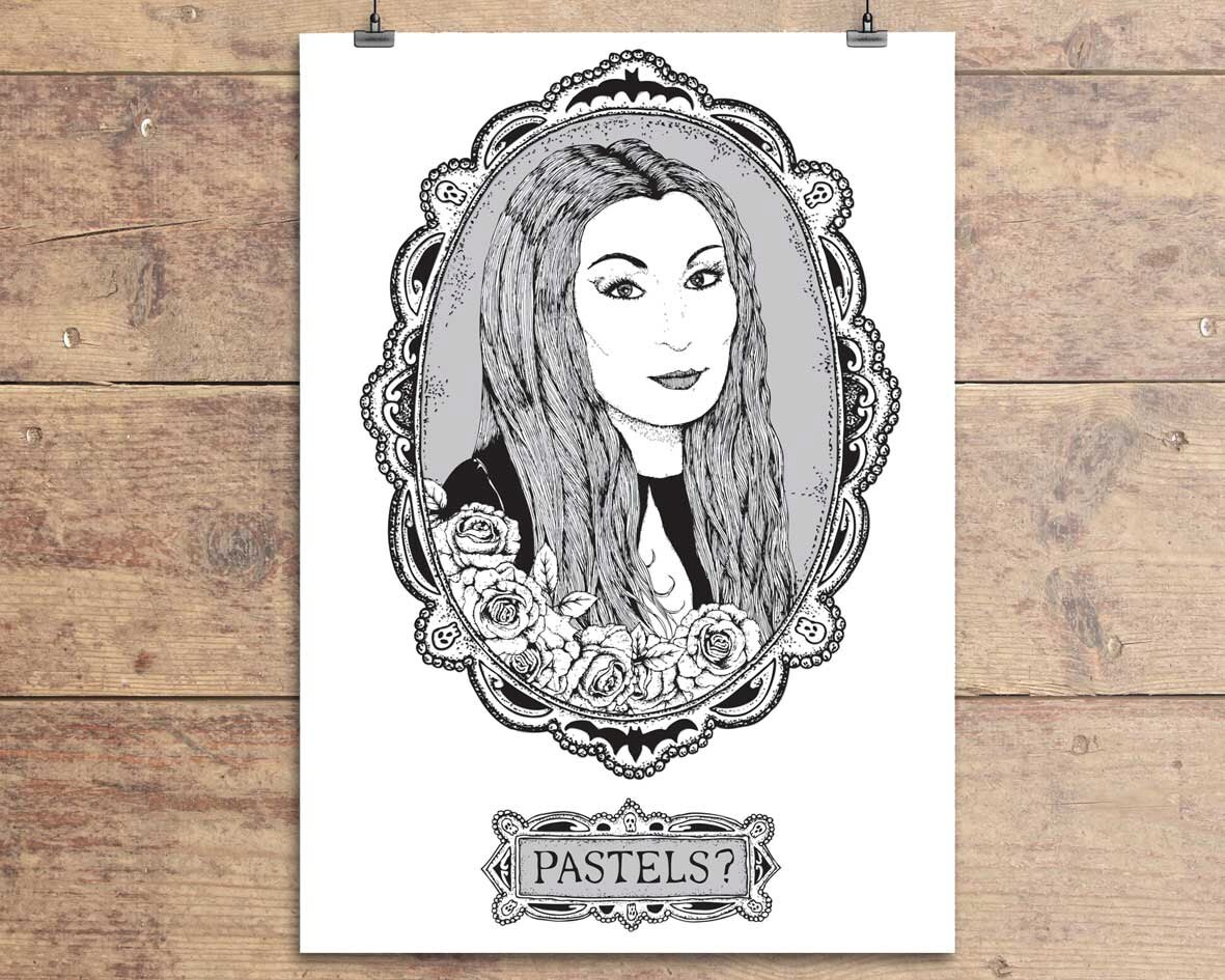 Morticia Addams Pastels Greeting Card Etsy