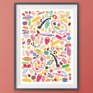 Retro Sweets Print - Penny Sweets Poster - Pic n Mix - 10p Mix Up - Birthday Christmas Gift