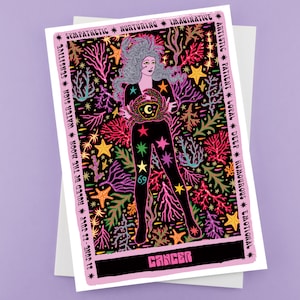 Carte de voeux tarot cancer - astrologie - horoscope - carte zodiaque - cadeau d'anniversaire cancer