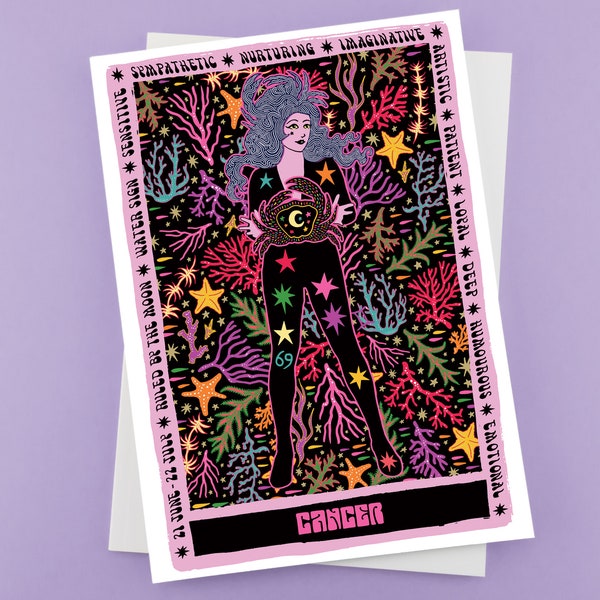 Cancer Tarot Greeting Card - Astrology - Horoscope - Zodiac card - Cancer Birthday Gift