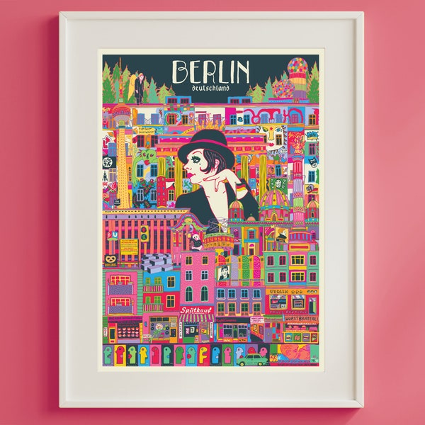 Berlin Germany Poster - Berlin Travel Print - Berlin City Skyline - Home Decor - Travel Poster