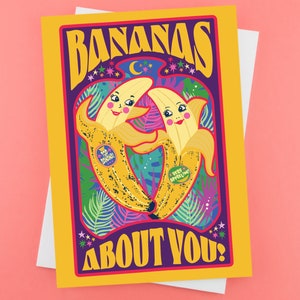 Bananas About You Valentines Greeting Card - Fruity Banana Valentines - Anniversary - Friendship