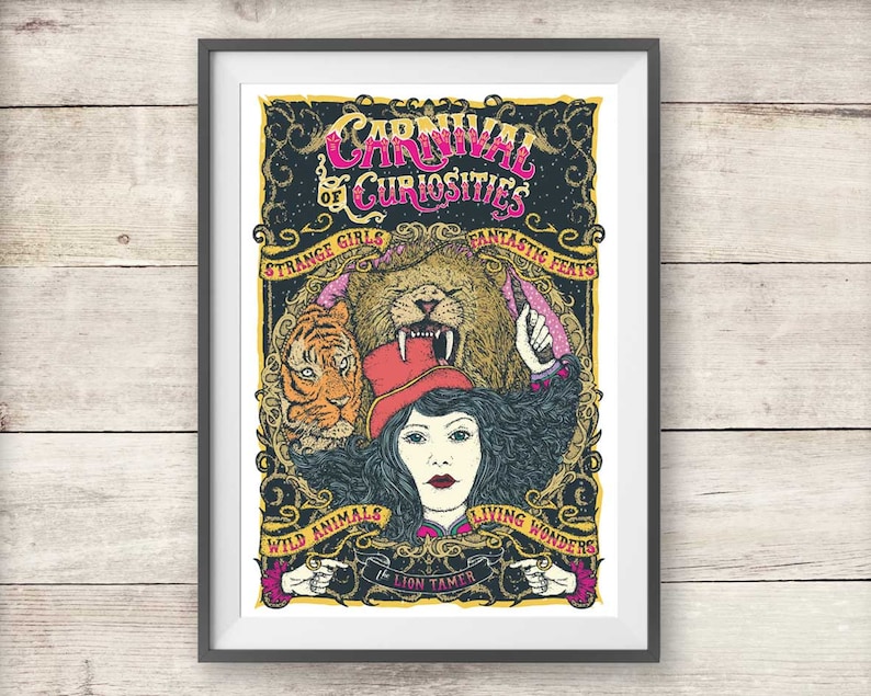 Circus Poster Vintage Style Carnival Print Lion Tamer - Etsy