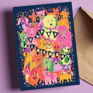 Carte d'anniversaire Yappy - carte d'anniversaire chien - caniche, bouledogue, teckel, carlin, labradoodle, beagle, dalmatien