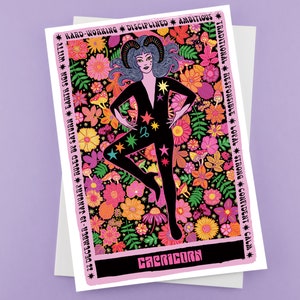 Carte de voeux tarot Capricorne - astrologie - horoscope - carte du zodiaque - cadeau d'anniversaire Capricorne
