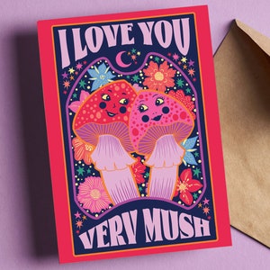 Je t'aime très carte de voeux Saint-Valentin champignon - Saint-Valentin champignon - anniversaire - amitié