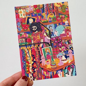 Carte postale de marché aux puces - vintage / carte postale d'occasion - carte postale de marché vintage - anniversaire - Noël - nouvelle maison - remplissage de bas