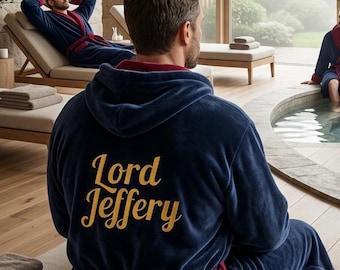 Embroidery Personalized Men's Holiday Gift Robe, Custom Gift for Him, Monogrammed Men's Robe Christmas Present Holiday Robe Men's Plush Robe