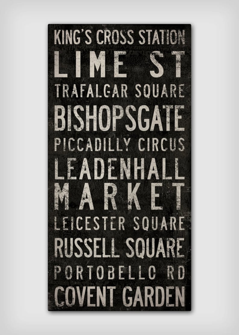 Stretched Canvas Wall Art CUSTOM READY to HANG Text Typography Cities Tram Bus Train Scroll Transit Wedding Retirement Engagement GIft