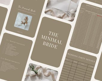 The Minimal Bride | Digital Wedding Planner Template | Editable Canva Bridal Organizer (Digital Download)