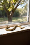Gold Snake Decor Sculpture, Brass Serpent Figurine, Luxury Home Decor, Window Shelf Accent, Minimalist Modern Art Object