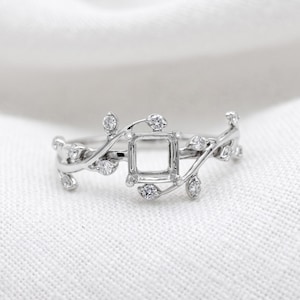 Solide 925 Sterling Silber 6 mm quadratischer Rohling Semi Mount Ring mit Pre Kerbe für Verlobungsring Zirkonia gesetzt Band ideal für Stein-Inlay