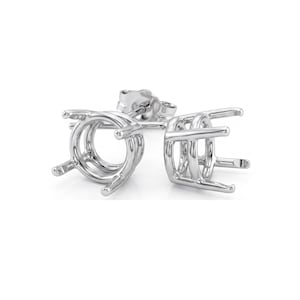 Solid 925 Sterling Silver 5mm to 15mm Round Blank Semi Mount Studs For Gemstones Setting With Pre Nochted Setting Faceted Stone Inlay