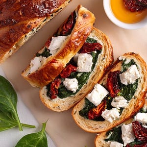 Stuffed Mediterranean Bread Roll Printable Recipe Card | Spinach Feta Kitchen Printable PDF, Instant Download