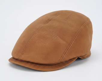 Boina de camurça masculina, estilo jornaleiro, chapéu Gatsby, boné de motorista, boné vintage estilo Ivy, boné de couro feito à mão