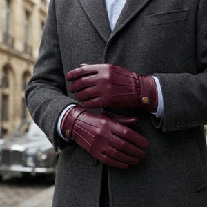 Men's Leather Driving Gloves, Handmade Dress Gloves, Classic Winter Gloves, Luxury Leather Gloves for Men, Gift for Him