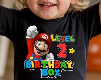 Super Mario Birthday Boy Shirt, Custom 1st 2nd 3rd Birthday T-shirt