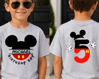 Custom Mickey Mouse Birthday T-shirt, Birthday Shirt for 5 Year Old Boy