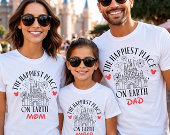 Custom Disney Matching Shirts, Family Disneyland T-shirts, Happiest Place on Earth Shirt, Disneyworld Shirt