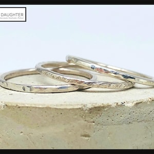 3 Sterling Silver Stacking Rings, Minimalist, Dainty, Everyday wear
