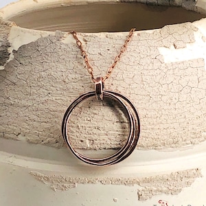 Pure Copper Eternity Necklace, Rustic Neckace, Hammered Necklace, Organic Necklace
