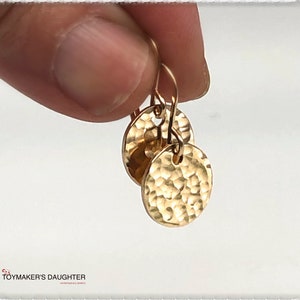 14k Gold Filled Hammered Disc Earrings, Minimalist Jewelry, Dainty Earrings