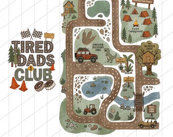 Tired Dads Club Png, Construction Worker Png, Dad Car Track Png, Play Car Race On Dad Png, Playmat Car Race Track On Back Dad, Father's Day