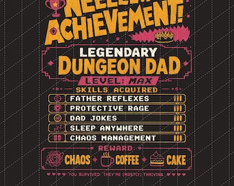 Legendary Dungeon Dad Png, New Achievement Fathers Day Png, Dungeon Crawler Carl DCC Fan Funny LitRPG Gamer Dad Gift