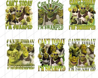 Funny Shrek Meme Digital Download, Can't Today I'm Swamped Png, Shrek And Fiona Cartoon Png, Retro Pop Culture Humor, Movie Fan Gift