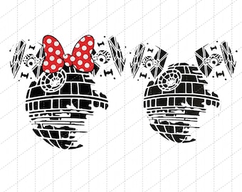 Vintage Star Wars Couple Png Mickey Death Star, Minnie Death Star, Star Wars Day Png, Disney World Family Png, Star Wars Gift