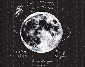 Vintage Astronaut Moon Digital Download, NK Indie Folk Png, Orbiter Inspired Png, Retro Moon Png, Cosmic Love Png, Retro Galaxy Aesthetic