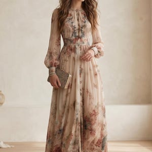 Vintage Pleated Long Sleeve Maxi Dress - Etsy
