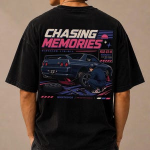 Retro JDM Garage Tee, R32 GT-R Car Culture Shirt, 90s Japanese Automotive Art