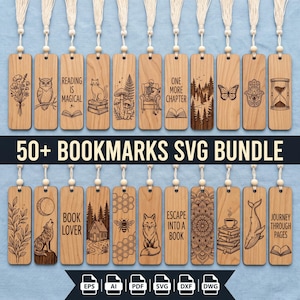 50+ Bookmark SVG Bundle, Laser Cut Wooden Templates, Leather Acrylic Metal Holder Designs, Cat Axolotl Christian Teacher Bookish PNG