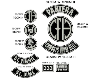 Pantera Patchs Set | Cowboys From Hell Embroidered Patch Collection | St. Vinnie & St Dime Rocker Patches | Heavy Metal Biker Vest Patch Set