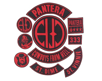 Red Pantera Embroidered Patch Set – Cowboys From Hell Rock Band Back Patch, Front & Rocker Patches