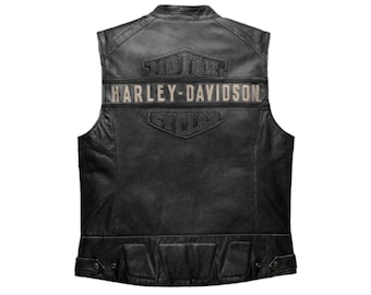 New Customized Harlay Style Leather Biker Vest Motorcycle - Men’s Passing Link Biker Waistcoat
