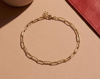 Tobillera de oro de 18 quilates con clip, tobillera de oro que no se empaña, pulsera de tobillo impermeable, tobillera de playa, tobillera de oro de verano, regalo para ella.
