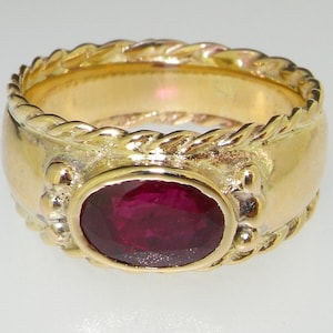 Gorgeous 14K Solid Yellow Gold Natural Red Ruby Solitaire Ring with Milgrain Edging - Made in England - Choose Your Gemstone