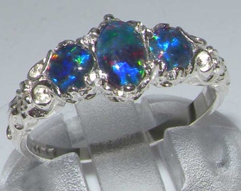 Sample Sale! Sterling Silver Opal Triplet Ornate Trilogy Ring